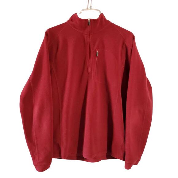 L.L. Bean Men's M Regular Trail Fleece 1/4 Zip Mock Neck Burgundy Red Pullover - Picture 1 of 6